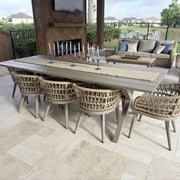 PURPLE LEAF 11 Pieces Patio Dining Set, Rectangular Aluminum Outdoor Table and 10 Wicker Chairs with Cushions for Garden Kitchen and Porch, Champagne