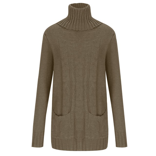 Yuyuzo Chandail Oversize pour Femmes Col Roulé Manches Longues Tricoté Confortable Couleur Unie