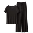 thumbnail image 2 of Weiqiqre Ensemble de Pyjama en Satin pour Femmes Pyjamas Rafraîchissants Ensembles d'Été Assortis Manches Courtes Ensemble de Détente Femmes, 2 of 3