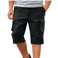 thumbnail image 2 of Sentmoon Mens Cargo Shorts Lightweight Drawstring Elastic Waist Swimsuit Multiple Pockets Straight Wide Leg Solid Color Basketball Shorts 2025 Summer Sport Male for Leisure Wear Black S, 2 of 6