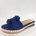 thumbnail image 4 of Leutsin Women Bowknot Beach Summer Slippers Platform Slope Heels Plus Size Shoes, 4 of 7