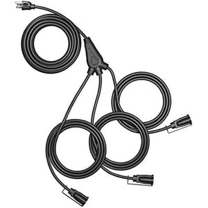 Halloween Outdoor Extension Cord 1 to 3 Splitter, Total 52FT, 13A 125V 1625W 16/3C SJTW Extension Cord Outdoor, Heavy Duty Extension Cord for Holiday Light, Outdoor Light, ETL Listed (Black) Black 52
