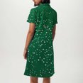 thumbnail image 4 of VEKDONE Robe Mode pour Femmes à Pois, Col en V, Manches Courtes, Ample et Confortable, Vert, P, 4 of 6