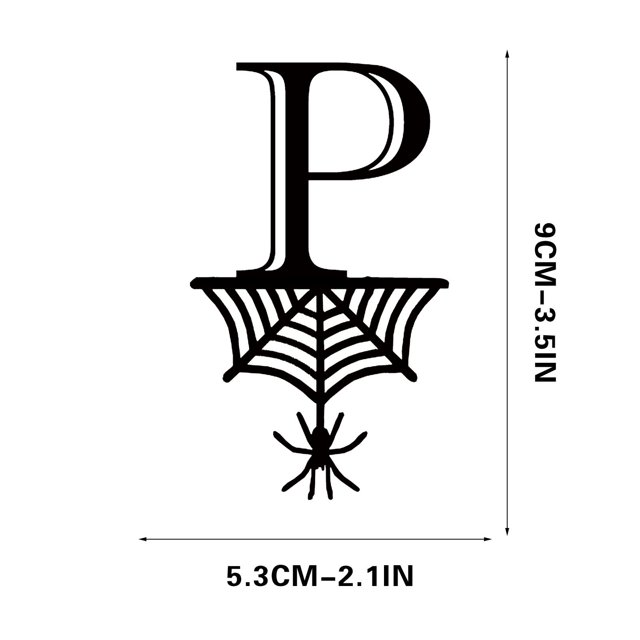 Spider Halloween Decoration Hang Tag Set with 26 Iron Letters 5.3 cm x 9 cm, Black Rope Included