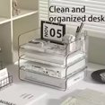 thumbnail image 3 of Paper Organizer Letter Tray, 4 Tier Acrylic Stackable Desk File Organizer,Clear File Organizer for Desk,Office Organizer, 3 of 6