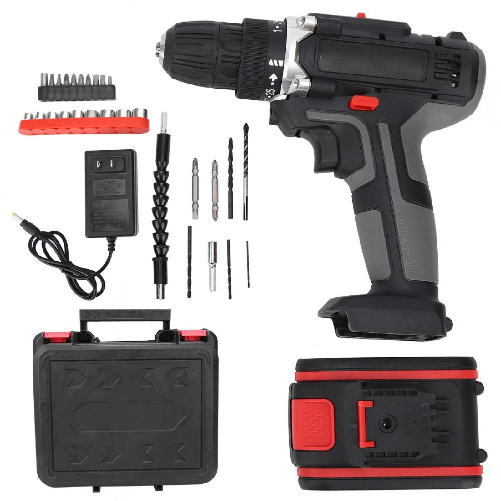 Keenso 48Vf Cordless Drill Driver Kit, Lithiums Battery Hand Electric Drill, Household Screwdriver Impact Wrench US Plug 100V-240V