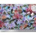 thumbnail image 2 of Soimoi Tissu Popeline de Coton Imprimé Feuilles & Roses Tissu de Couture Yard 56 Pouces de Large, 2 of 3