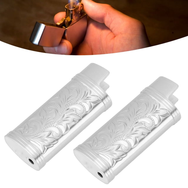 2 Pcs Étuis Rétro pour Briquets, Étuis de Protection en Alliage de Zinc à Gravure Florale 3D, Pochettes Portables pour Briquets pour Camping en Plein Air Randonnée Cadeau