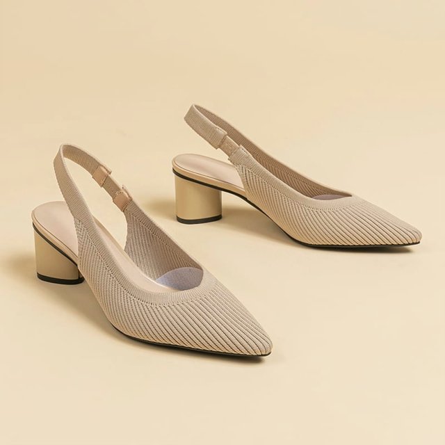 Sandales à Talons Hauts en Tricot pour Femmes avec Design Rayé, Talon Épais Rond (2 Po) - Collection 2025