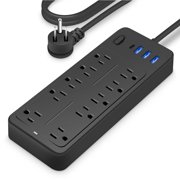 14-in-1 Surge Protector Power Strip with USB Ports 3.9 ft Cord Multifunctional Lightning Protection Automatic Shutoff Powerstrip with 10 AC Outlets 3 USB Ports and 1 Type-c Ports Fireproof Shell