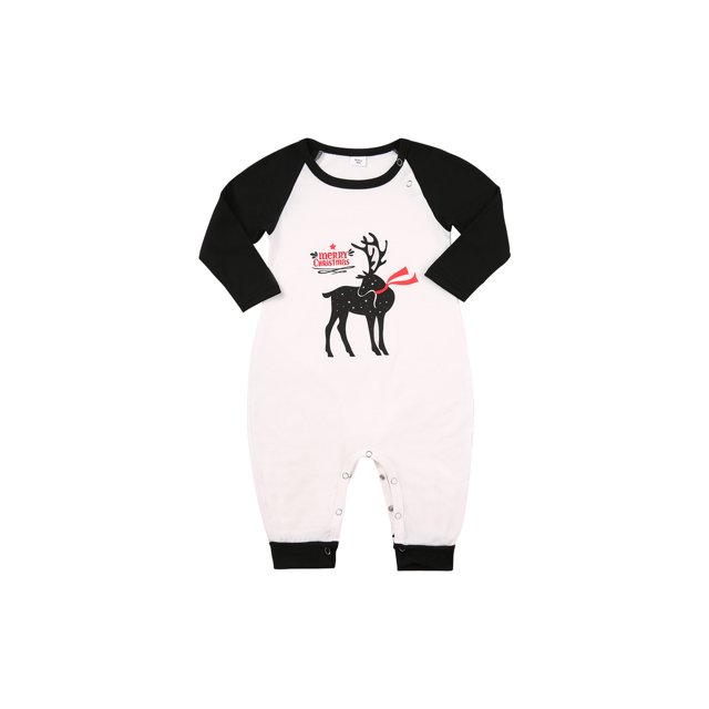FOCUSNORM Christmas Reindeer Raglan Tops and Plaid Trousers Parent-child Pajamas