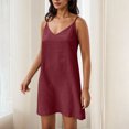 thumbnail image 4 of Ovzne Robes d'Été pour Femmes Robe Mode pour Femmes Couleur Unie Bretelles Col en V Robe Ample et Confortable Grande Taille Robe Maxi Liquidation, 4 of 7