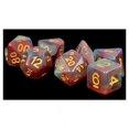 thumbnail image 1 of Metallic Dice Jeux LIC611 16 mm Perle Tourbillon Polyédrique dés Ensemble & 44; Rouge & Or - Lot de 7, 1 of 2
