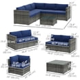 thumbnail image 3 of Outsunny 4 Pcs Garden Rattan Wicker Furniture Set w/ Cushions Navy Blue, 3 of 10