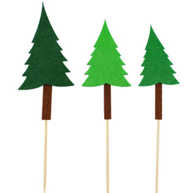 Coxeer Cake Topper Set Felt Plant Cute Cake Pick Cupcake Decoration Stick for Birthday