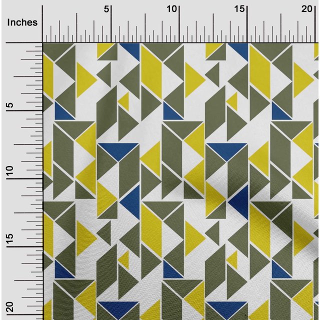 oneOone Cotton Poplin Fabric Parallelogram & Triangle Geometric Print Fabric By Yard 56 Inch Wide
