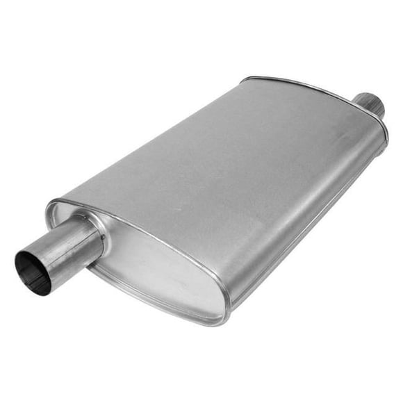 AP Exhaust Products APE3746 Enforcer Series Aluminized Steel Oval Glass Pack Exhaust Muffler with Inlet & Outlet Neck