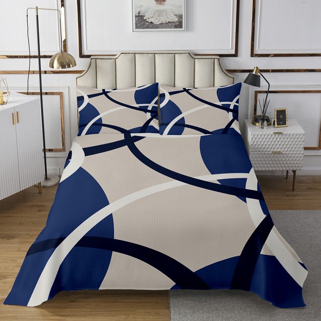 Erosebridal Geometry Abstract Coverlet Set Twin, Circle Minimalst Bedding Set, Modern Fashion Decor, 2pcs