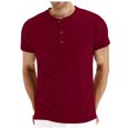 thumbnail image 1 of FhsagQ Chemises pour Hommes Chemises pour Hommes Noir Chemises d'Été Décontractées pour Hommes à Boutons Col Rond Chemises Unies Manches Courtes Chemises pour Hommes Hauts Coupe Super Ajustée Chemises pour Hommes Corde Rouge m, 1 of 7