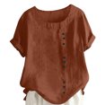 thumbnail image 2 of Timegard Plus Size Tops for Women Round Neck Short Sleeve Button Lightweight Blouse Casual Loose Tops, 2 of 5