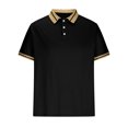 thumbnail image 1 of Shirts for Men, Mens Patchwork Striped Button Lapel Short-Sleeved Top Sports Lapel Top Shirt, 1 of 4