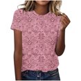 thumbnail image 1 of Hauts d'Été pour Femmes DYTTDG T-shirt à Fleurs Mode pour Femmes Grande Taille Col Rond Manches Courtes Décontracté Ample Tee Haut Hauts pour Femmes Liquidation Moins de 10 Multicolore,XXXXXL, 1 of 5
