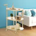 thumbnail image 4 of YIMWNYI Rolling Side Table with Wheels, 2-Tier Portable End Table, Mobile Nightstand, Storage Organizer for Small Spaces, Bedroom, Living Room, and Kitchen with Silent Rolling Wheels, 4 of 6