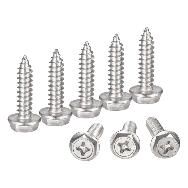 Unique Bargains Rondelle Hexagonale Phillips en Acier Inoxydable 304 M6 x 25 mm à Vis Autotaraudeuses, Lot de 25