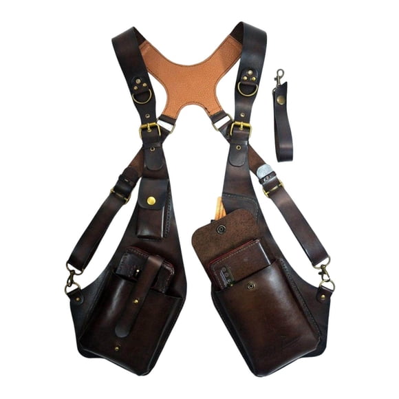 And Multiple For Men Shoulder Harness Buckle Bag Pockets Men Different-shape Durable Stylish Harness Underarm Skin-friendly Shoulder Phone Black Dark Brown