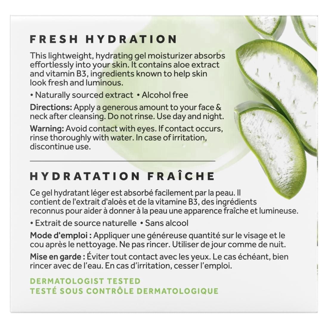 POND'S Gel à l'extrait d'aloès et à la vitamine B3 Hydratant pour le visage pour une peau fraîche et et lumineuse