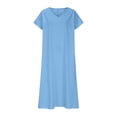 thumbnail image 4 of UPPADA Robe d'Été pour Femme Grande Taille en Coton et Lin, Robe Maxi Fluide à Manches Courtes, Robe Décontractée Style Sundress à Col en V, Taille Portefeuille, Robes Fluides de Plage, Robes d'Été pour Femmes de Plus de 50 Ans Bleu, P, 4 of 6