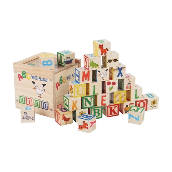 Yhmxh Home Decor 27-Piece Wooden Building Block Set For Toddlers - Educational Wooden Building Block Set With Alphabet Number And Patterns With Storage Box Welcome Home Decorations Spring Decor
