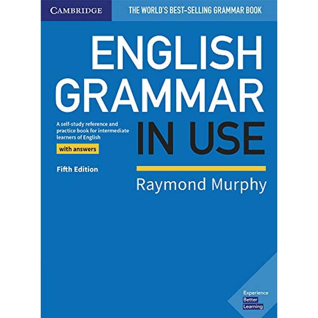 Grammaire Anglaise en Usage avec Réponses : un Livre de Référence et de Pratique pour l'Autoformation des Apprenants Intermédiaires en Anglais par Cambridge University Press. la Couverture Présente un Arrière-Plan Bleu avec des Textes Blancs et Noirs en Gras, Mettant en Valeur le Titre et l'Auteur Raymond Murphy. la Cinquième Édition Est Notée, avec une Bannière Jaune Indiquant « avec des Réponses. » Bien Que Classé dans la Catégorie « Biographie », Ce Livre Sert de guide Complet de Grammaire pour les