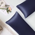 thumbnail image 3 of PiccoCasa Satin Body Pillowcases 2 Pcs Soft with Zipper Closure Navy 20"x48", 3 of 7