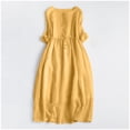 thumbnail image 1 of Ovzne Robes pour Femmes 2025 Robe Femme Robe à Col Rond pour Femmes Brodée à Lacets Taille Haute Couleur Unie Robe à Manches 3/4 Robe d'Été Longues Robes Liquidation, 1 of 7
