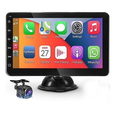 Stéréo de Voiture Sans Fil 7”, Écran Tactile Portable Apple CarPlay et Android Auto, Récepteur Audio de Voiture avec Caméra de Recul, Bluetooth