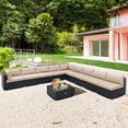 thumbnail image 1 of Costway 10 PCS Patio Rattan Furniture Set Outdoor Wicker Sofa Table Cushioned Seat Beige, 1 of 10