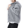 thumbnail image 3 of MAWCLOS Sweat à Capuche Zippé pour Hommes, Couleur Unie, Épais, Manches Longues, Gris Clair L, 3 of 6