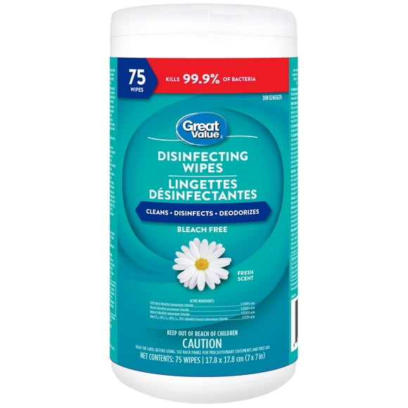 Great Value lingettes désinfectantes parfum de fraîcheur