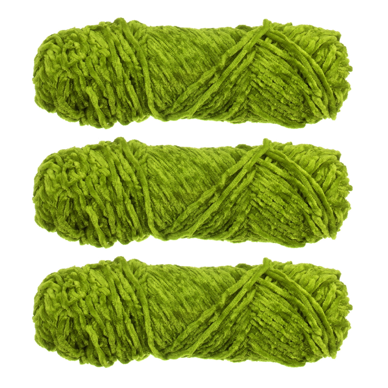 Unique Bargains Chenille Polyester Velvet Grass Green Yarn, 3 Skeins