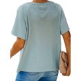 thumbnail image 4 of Women Button Lapel Collar V Neck Short Sleeve Pocket Plain Shirt, 4 of 4