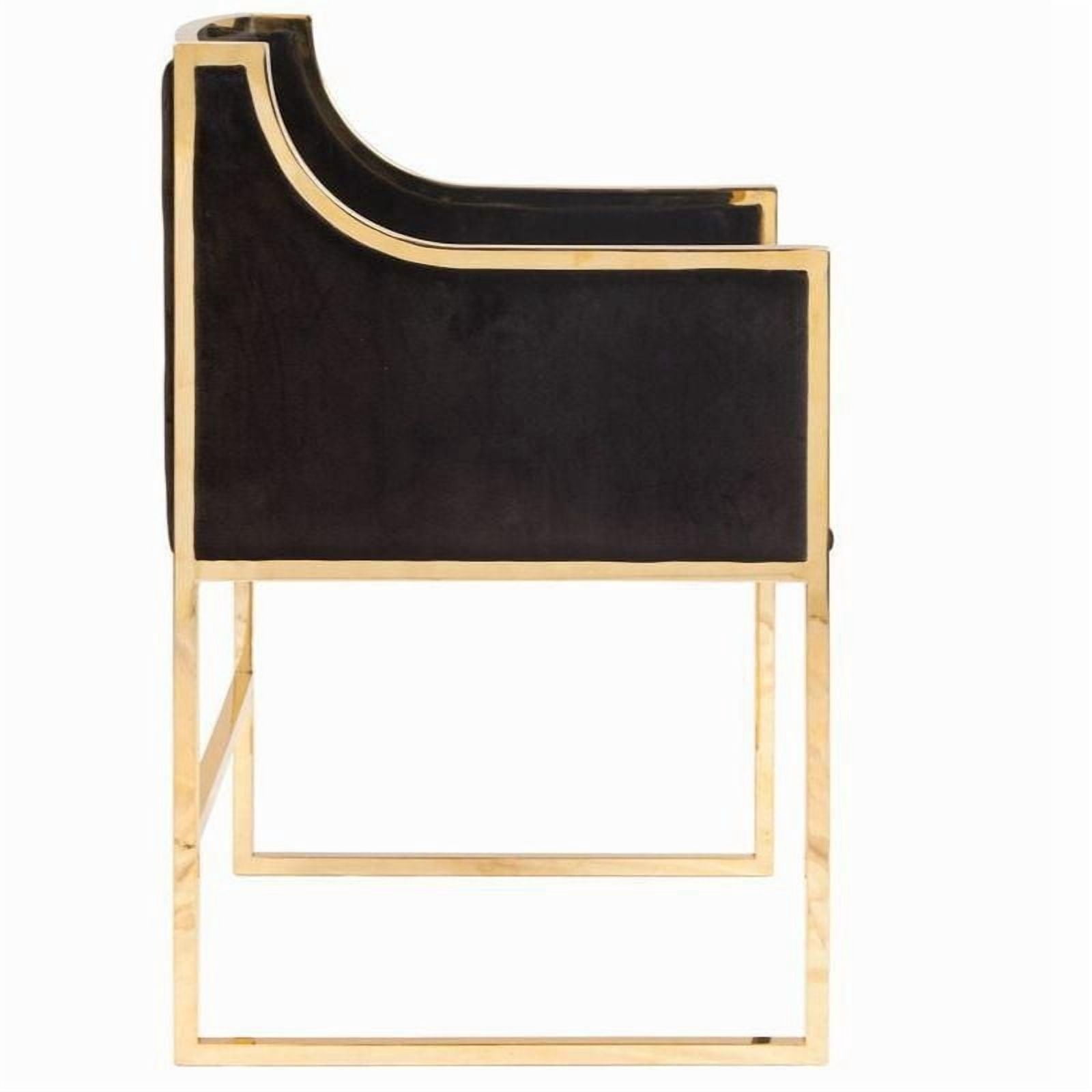 Chaise de salle à manger Hani en noir avec des accents dorés brillants – Revêtement en velours luxueux pour un look élégant et stylé