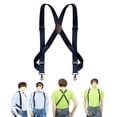 thumbnail image 3 of Crochet Pivotant pour Bretelles pour Hommes en Forme de X Élastique Crochets 1,4 Pouces Ceinture Bretelles Larges Ajustables Bleu Marine, 3 of 9