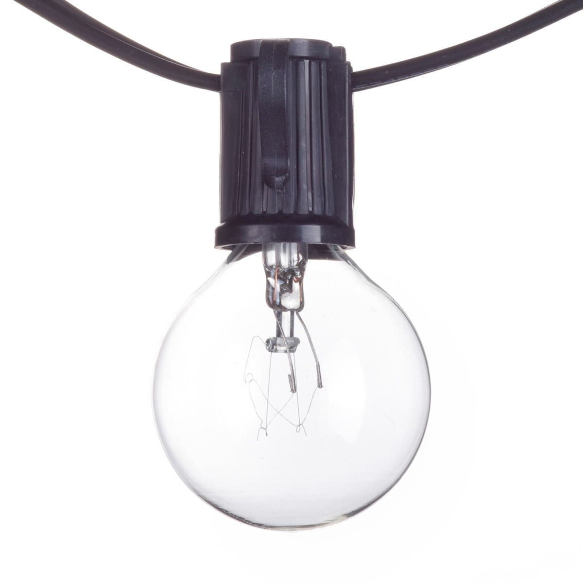 Monaco 25ft Indoor/Outdoor Plug-In String Light, Black Cord, M/F Plugs, Bulbs Included
