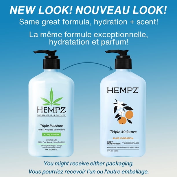 HEMPZ Triple Moisture Herbal Body Moisturizer for dry skin 17oz