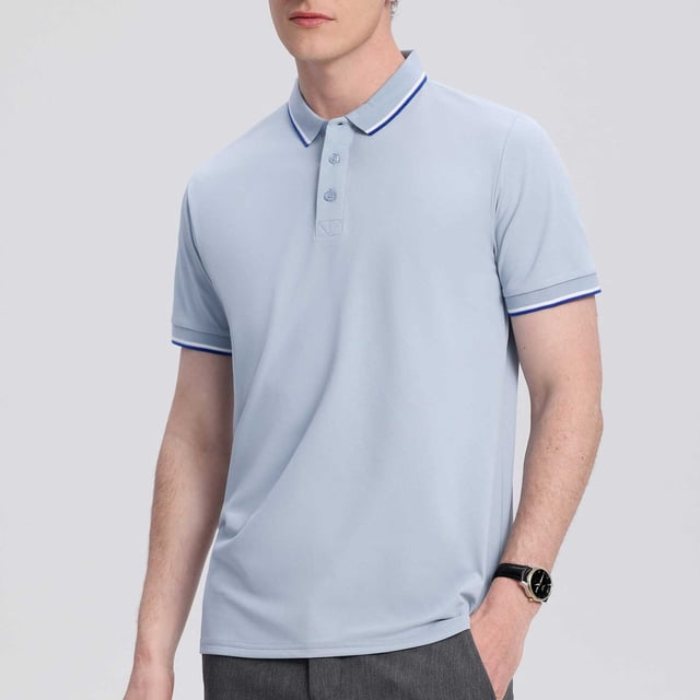 Styesk T Shirts for Man Solid-Color Casual Button Short Sleeve Turndown Collar Blouse Shirt