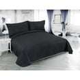thumbnail image 1 of Marina Decoration Solid Embossed Pinsonic Coverlet Bedspread Bedding Ultra Soft Summer Quilt Set with Shams, Black Color, 1 of 6