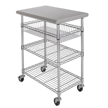 Seville Classics Stainless-Steel Kitchen Cart, 30" x 20" x 36"