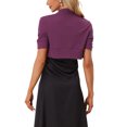 thumbnail image 3 of INSPIRE CHIC Boléros pour Femmes à devant Ouvert, Manches Courtes Froncées, Cardigan Court, P Violet, 3 of 6