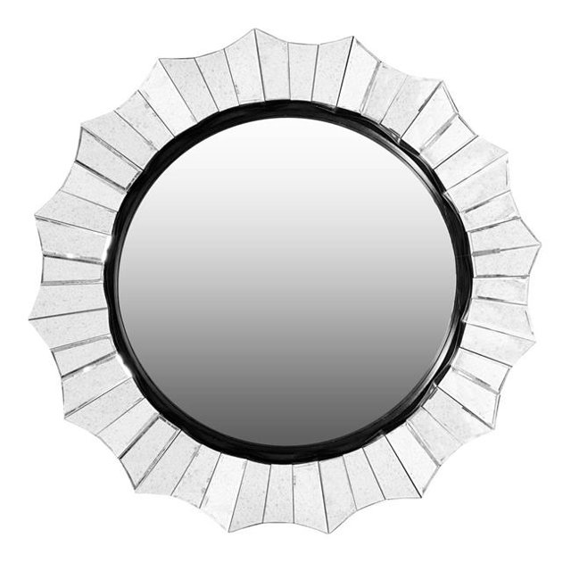 The Urban Port UPT-228541 Miroir Mural Rond avec Design Festonné et Bords Biseautés, Argent